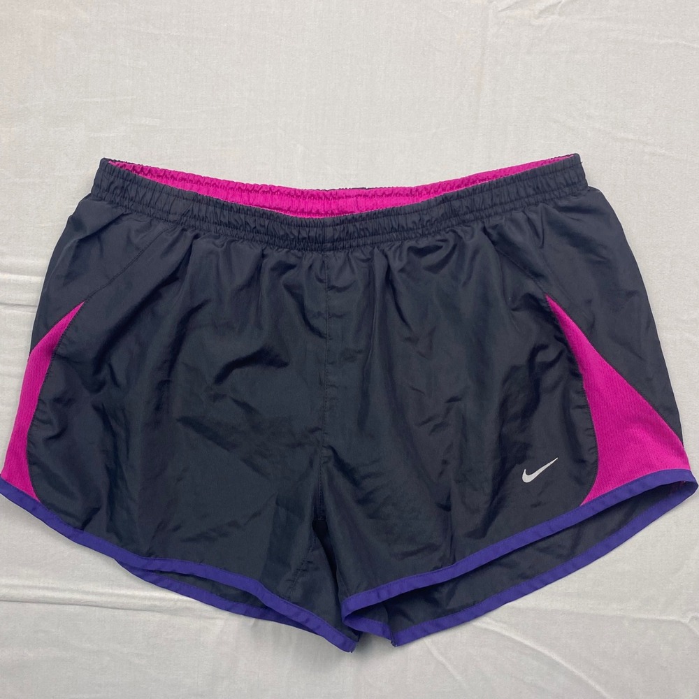 Nike Tempo Running Shorts Womens Medium Black Pink Purple Dri Fit Athletic Lined